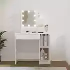 vidaXL Dressing Table with LED White 86.5x35x136 cm 2BB