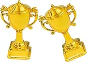 GARIOUANS 2PCS Mini Plastic Trophy Cup Cake Decorating Kit for Birthday Parties Celebrations and Events Sturdy Finish Safe for Food Contact Enhances Dessert Presentation
