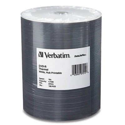 Verbatim DVD-R 4.7GB 16X DataLifePlus White Thermal Printable, Hub Printable -