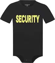 [Landofgenie] Men's Short Sleeve Bodysuit Onesie Pyjamas for Men One Piece Rompers Botton Crotch Top Shirt Black Romper with Letter Print Security