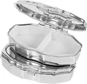 PACKOVE Travel Size Empty Cases Metal Two-compartment Pill Box Reusable Storage for Daily Use Silver