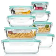 8 Pack Glass Food Storage Containers with Airtight Lids, Glass Meal Prep Contain