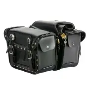 11" W MOTORCYCLE PVC BRAIDED STUDDED SADDLEBAGS w/ CONCHO FOR SUZUKI - SDA23