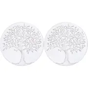 2x LVD Iron Tree of Life Hanging Wall Art Home/Room Decor Round 60x60cm White