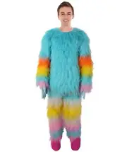 HPO Adult Furry Blue Monster Plush Costume Set – Head Mask & Full Suit