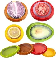Avocado Saver and Tomato Holder - Set of 4 Reusable Silicone Fruit and Vegetable Storage Containers for Fridge - Ideal for Garlic, Onions, Lemons, and Potatoes