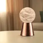 Natural Alabaster Stone Table Lamp with Handcrafted Purple Copper Stand, Mini...