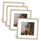 Picture Frame Set of 4, Brass Matte Thin Metal, Square Frame for 4x4 Bronze