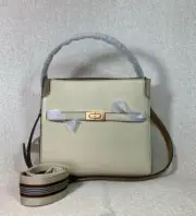 NEW Tory Burch New Moon Pebbled Lee Radziwill Small Double Bag $1198