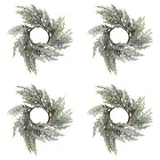 4x Candle Wreath Ring 30cm Plastic French Fern Table Centerpiece Home Decor GRN