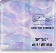 Custom Pu Leather Car Registration and Insurance Holder Personalized Men Women Document Wallet for Cards, Essential Document, Driver License Vehicle Paperwork Burgundy Blue Purple