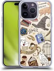Head Case Designs Official Harry Potter Hogwarts Pattern Deathly Hallows XXXVII Soft Gel Phone Case Compatible with Apple iPhone 14 Pro Max