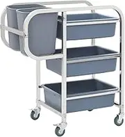 Kitchen Cart with Plastic Containers 82x43.5x93 cm Storage Organizer Mobile Trolley