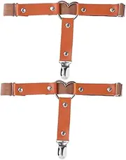 [COLLBATH] 2pcs Elastic Punk Leather Harness Leather Leg Harness Body Harness Punk Leather Leg Heart Leg Adjustable Miss White Tightener