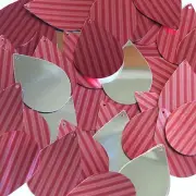 Teardrop Sequin 1.5" Red Pink Corrugated Stripe Metallic