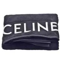 在飛比找momo購物網優惠-【CELINE】經典品牌LGOO棉質毛巾布沙灘巾(黝黑色/米