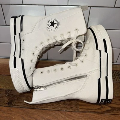 New NIB Converse Women Chuck 70 Plus X-Hi High Top White Platform Sneakers Boots