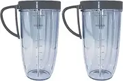 [Blendin] 2 Pack 32 Ounce Huge Cup Jar with Handled Lip Ring,Compatible with Nutribullet 600W 900W Blender Juicer