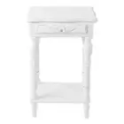 Carved White Side Table Nightstand with Drawer & Shelf Free shipping