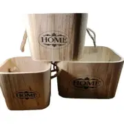 Home Decor Set Of Three Wood Baskets With Jute Type Handles 3 Sizes Reads Home