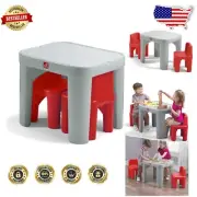 Space-Saving Toddler Activity Table & Chair Set - Easy Clean Design (Gray & Red)