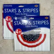 SET OF 2 JULY 4TH INDEPENDENCE DAY PATRIOTIC FABRIC 4' BUNTING