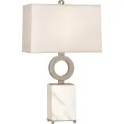 Robert Abbey Oculus 1 Light Table Lamp, Antique Silver/White Marble Base - S405