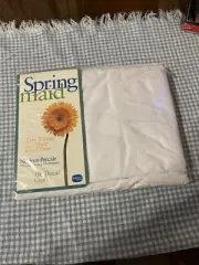 Vintage Springmaid No-Iron Percale X-Long Twin Fitted Sheet White NOS 180 TC USA