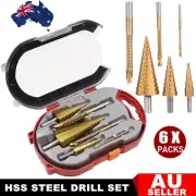 6pcs Steel Step Cone Drill Titanium Bit Set Hole Cutter 4-12/20/32mm 3/6/8mm New