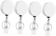 COHEALI 4pcs Lost Id Holder Badge Reel Silver Stainless Steel Badge Holder for Nurses Teachers Accessories for Daily Use