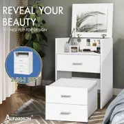 ALFORDSON Dressing Table Stool Set 2-In-1 Makeup Mirror Storage Desk White