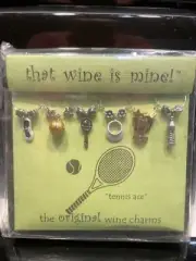 The Original That Wine is Mine Wine Glass Charms Tennis Ace set of 6