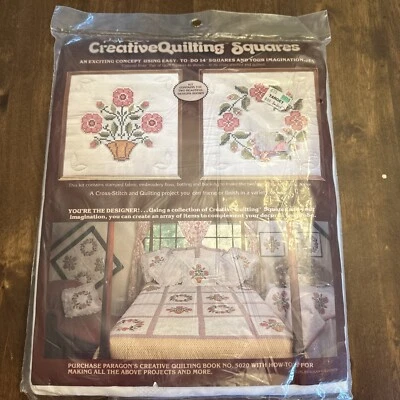 New Paragon Creative Quilting Squares Kit Colonial Rose 0883 14" Squares Flowers