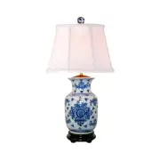Chinese Blue and White Porcelain Vase Round Insignia Table Lamp 30"