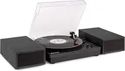 Fenton RP165B Retro Vinyl Player - Bluetooth Turntable with Built-in Speakers, 3-Speed Selectable (33 1/3, 45, 78 RPM), Wireless Audio Streaming, Auto-Stop, Black/Grey Finish