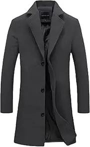[Generic] Deals Day Today only Clearance Mens Wool Blend Coat Winter Trench Coats Notched Lapel Collar Single Breasted Overcoat Classic Business Peacoat Black