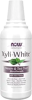 NOW Solutions, Xyliwhite™ Mouthwash, Neem and Tea Tree Flavor, Naturally Freshens Breath, Cleanses Teeth and Gums, 16-Ounce
