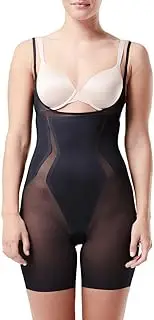[Spanx] Haute Contour Open-Bust Mid-Thigh Bodysuit, Very Black