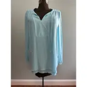 Chico's light blue peasant blouse size XL NWT