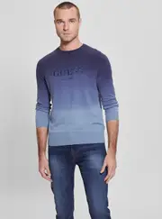 GUESS Blue Pace Deep Dye Jumper Size: Medium, Cotton