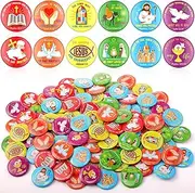 [Wavwavw] 120 Pcs Christian Jesus Pins Bible Verse Religious Mini Button Bulk 1.73 Inch Inspirational Volunteer Appreciation Gifts for Sunday School Prizes Rewards and Party Favors,Vbs,and Fundraisers
