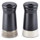Stainless Steel Black Glass Bottom Salt and Pepper Shakers Adjustable Dispenser