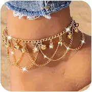 [LANWLOSI] Gold Bell Anklets for Women Dainty Boho Bell Charm Ankle Bracelets Trendy Adjustable Tinkle Bell Anklets Summer Beach Chainlets Hawaiian Foot Jewelry Accessories