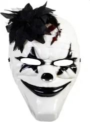 Scary Black and White Killer Clown Costume Mask