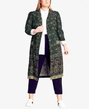 City Chic Trendy Jasper Paisley Jacket in Green Women's PLUS SIZE 14 NWT