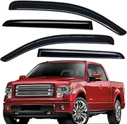 Lightronic WV94155 Outside-Mount Side Window Visor Deflector Rain Guard, Dark Smoke Shatterproof, 4-Pieces Set for 2009-2014 Ford F-150 SuperCrew, 2010-2014 F-150 SVT Raptor SuperCrew