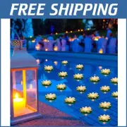 Elegant Pool Floating Lights: 24 Waterproof Lotus LED Lanterns for Outdoor Decor