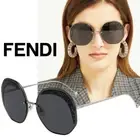 FENDI FF0358/S KB7 Ruthenium/Grey Round Women's Sunglasses NEW AUTHENTIC