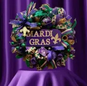 Mardi Gras wreath,Mardi Gras door wreath,Mardi Gras Decor,Fat Tuesday wreath