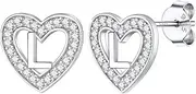 [Silvora] Initials Earrings for Women, Sterling Silver CZ Letter A-Z Stud Earring Alphabet Jewelry - With Gift Box